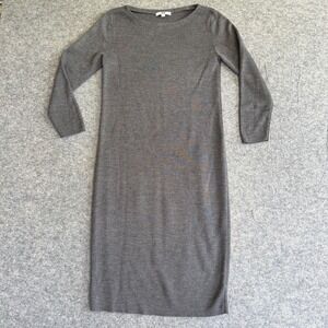 Uniqlo Sweater Dress Womens Medium Gray‎ Long Sleeve Knit Midi Pullover Casual